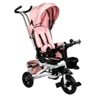 ECOTOYS JM-068-17 Tříkolka otočná Deluxe se stříškou, růžová