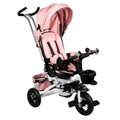 ECOTOYS JM-068-17 Tříkolka otočná Deluxe se stříškou, růžová