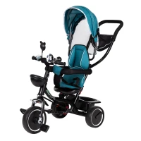 ECOTOYS JM-066-9 Tříkolka s otočným sedadlem a stříškou, modrozelená