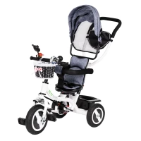 ECOTOYS JM-066-9L Tříkolka s otočným sedadlem a gumovými koly, šedá