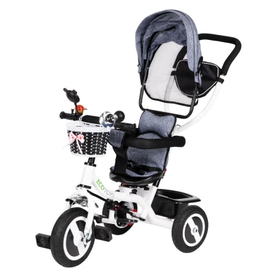 ECOTOYS JM-066-9L Tříkolka s otočným sedadlem a gumovými koly, šedá