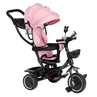 ECOTOYS JM-066-9 Tříkolka s otočným sedadlem a stříškou, růžová