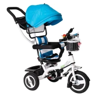 ECOTOYS JM-066-9L Tříkolka s otočným sedadlem a gumovými koly, modrá