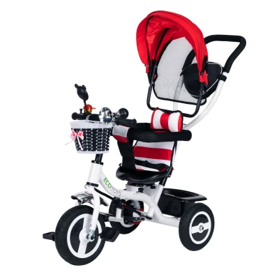 ECOTOYS JM-066-9L Tříkolka s otočným sedadlem a gumovými koly, červená