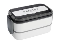 Verk 07328 Dvoupatrový svačinový box s přihrádkami a příborem 1400 ml, bílý