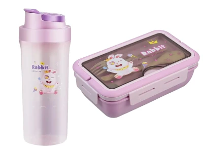 Verk 07334 Detská sada na desiatu - box s príborom 1100 ml, fľaša 500 ml, fialová