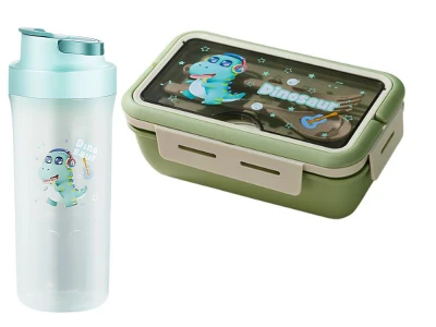 Verk 07334 Dětský svačinový set - box s příbory 1100 ml, láhev 500 ml, zelený