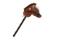 LEAN Toys 19538 Koník na tyči Hobby Horse, s krátkou srsťou a zvukmi, tmavohnedý