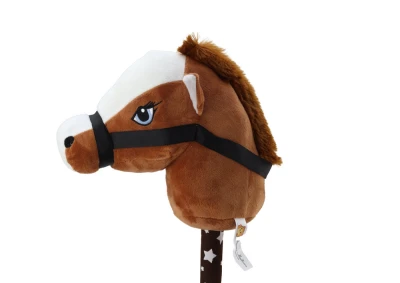 LEAN Toys 19538 Kůň na tyči Hobby Horse, krátkosrstý se zvuky, tmavě hnědý