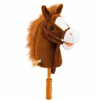 LEAN Toys 30980 Kôň na tyči so zvukmi a kolieskami, Hobby Horse, hnedý, 100 cm
