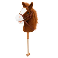 LEAN Toys 30980 Kôň na tyči so zvukmi a kolieskami, Hobby Horse, hnedý, 100 cm