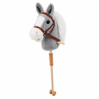 LEAN Toys 30981 Kôň na tyči so zvukmi a kolieskami, Hobby Horse, 100 cm, sivý
