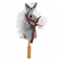LEAN Toys 30981 Kôň na tyči so zvukmi a kolieskami, Hobby Horse, 100 cm, sivý