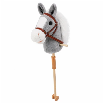LEAN Toys 30981 Kôň na tyči so zvukmi a kolieskami, Hobby Horse, 100 cm, sivý