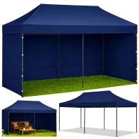 LEAN 29334 Záhradný stan s nožnicovým rámom 3 x 6 m, 3 bočné steny, modrý
