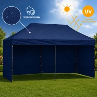 LEAN 29334 Záhradný stan s nožnicovým rámom 3 x 6 m, 3 bočné steny, modrý