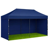 LEAN 29334 Záhradný stan s nožnicovým rámom 3 x 6 m, 3 bočné steny, modrý