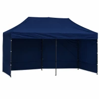 LEAN 29334 Záhradný stan s nožnicovým rámom 3 x 6 m, 3 bočné steny, modrý