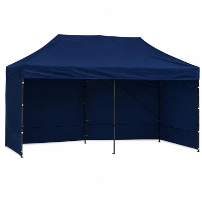 LEAN 29334 Záhradný stan s nožnicovým rámom 3 x 6 m, 3 bočné steny, modrý