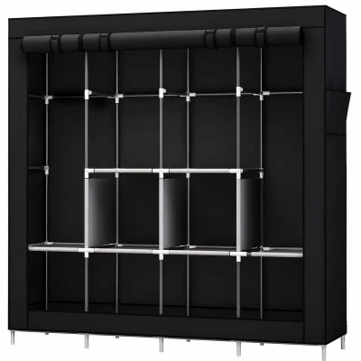 RealG RC-K-2601 Dvojitá skříň na oblečení 175×45×170 cm, černá