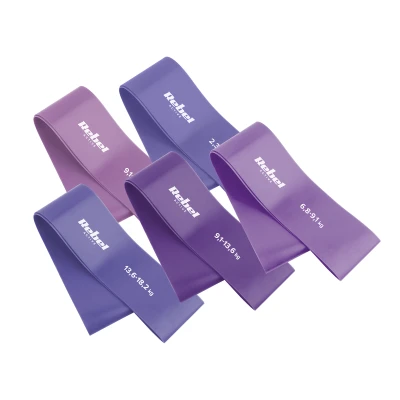 Rebel RBA-3002 Sada posilovacích gum TPE - Mini Band L, 2,3-18,2 kg, 5 ks, fialová