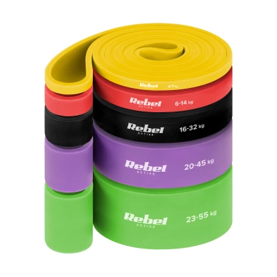 Rebel RBA-3001-S5  Sada odporových gum TPE - Power Band PTs-1 4-55 kg, 5 ks