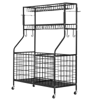 Humberg HM-780 Pojízdný kovový regál s košem 123,5 x 91 x 41,5 cm, černý
