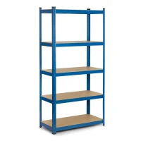 Humberg HR-845 Kovový skladovací regál, 5 polic, 875 kg, 180 x 90 x 30 cm, modrý