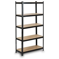 Humberg HR-811 Kovový skladovací regál, 5 polic, 750 kg, 150 x 75 x 30 cm, černý