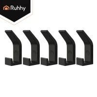 Ruhhy 27845 Nástenný vešiak 7 × 3 × 2 cm, sada 5 ks, čierna