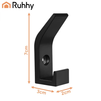 Ruhhy 27845 Nástenný vešiak 7 × 3 × 2 cm, sada 5 ks, čierna