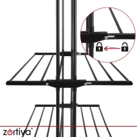 Zortiva 27129 Skládací sušák na prádlo na kolečkách 178 cm, 3 úrovně, černý
