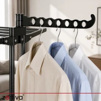 Zortiva 27129 Skládací sušák na prádlo na kolečkách 178 cm, 3 úrovně, černý
