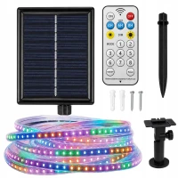 Verk 12470 Solární RGB LED pásek 5 m, IP65, dálkový ovladač, senzor soumraku