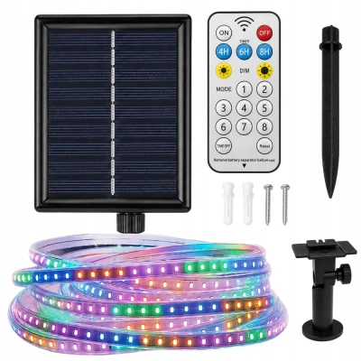 Verk 12470 Solárny RGB LED pásik 5 m, IP65, diaľkové ovládanie, senzor súmraku