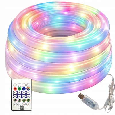 Verk 12466 Neonový LED pásek RGBIC 360° 5 m, Bluetooth, dálkové ovládání, USB