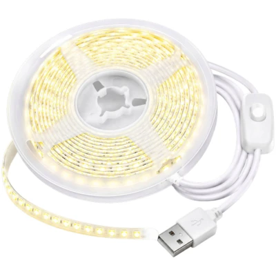 Verk 12462 LED pásek s vypínačem 3 m, USB 5 V, samolepicí, studená bílá
