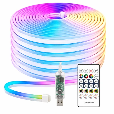 Verk 12468 Neonový LED pásek RGB 5 m, Bluetooth, dálkový ovladač, USB 5 V