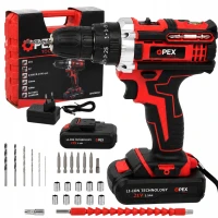 Opex Tools 28033 Aku příklepová vrtačka-šroubovák 21 V, 2x baterie, příslušenství a kufřík