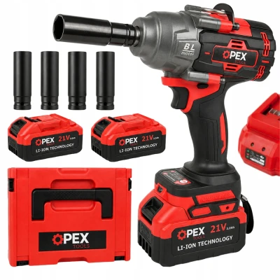 Opex Tools 28039 Akumulátorový rázový uťahovač 21 V, 1000 Nm, 2x akumulátor, nástavce a kufrík