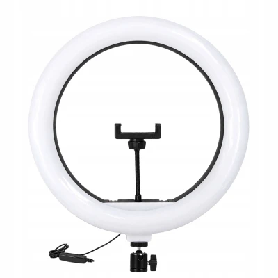 Verk 12486 LED prstencová lampa s držiakom na telefón, 35 cm, 3 farby svetla, USB