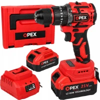Opex Tools 28037 Aku vrtačka-šroubovák 21 V, 50 Nm, 2x baterie 3,0 Ah, kufřík