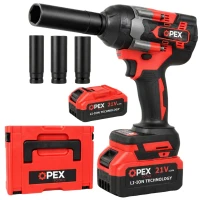 Opex Tools 28038 Aku rázový utahovák 21 V, 700 Nm, 2x baterie, nástavce a kufřík