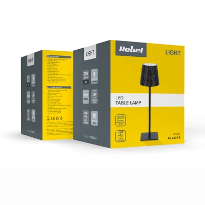 Rebel RB-6304-B Stolná dotyková LED lampa 2 W, 1200 mAh, čierna