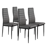 ModernHome DC855-4 Sada 4 jídelních židlí z eko kůže, šedé