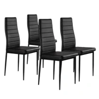 ModernHome DC855-4 Sada 4 jídelních židlí z eko kůže, černé
