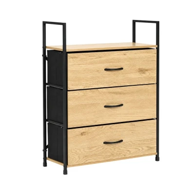 ModernHome GIC-C103-19 Komoda s 3 textilními zásuvkami 59 × 24 × 81 cm