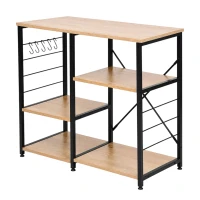 ModernHome GIC-KS082-15 Kuchyňský regál 90 cm se 4 háčky, světlý dub