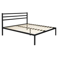 ModernHome GIC-BFWB02 Kovová postel s lamelovým roštem, 135×190 cm, černý rám