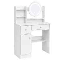 ModernHome ZDT-15 Toaletní stolek s kulatým zrcadlem a LED osvětlením